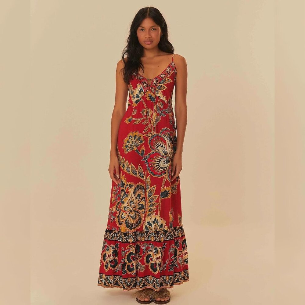 FARM Rio Red Maxi Floral Maxi Dress sz S NWT STUNNING!!! Brazil Line Exclusive!!